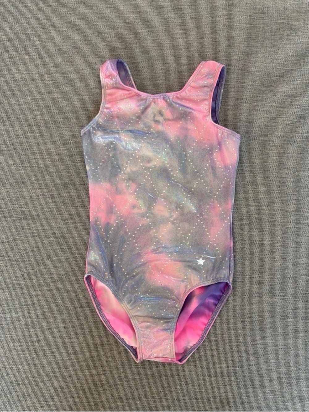 Destira Children’s Medium Galaxy Tie-Dye Gymnastics Leotard - Pink & Purple